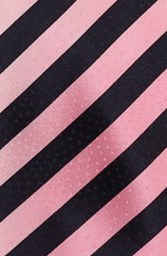 Italo Ferretti Silk Tie, Black Pink Contrast Stripe