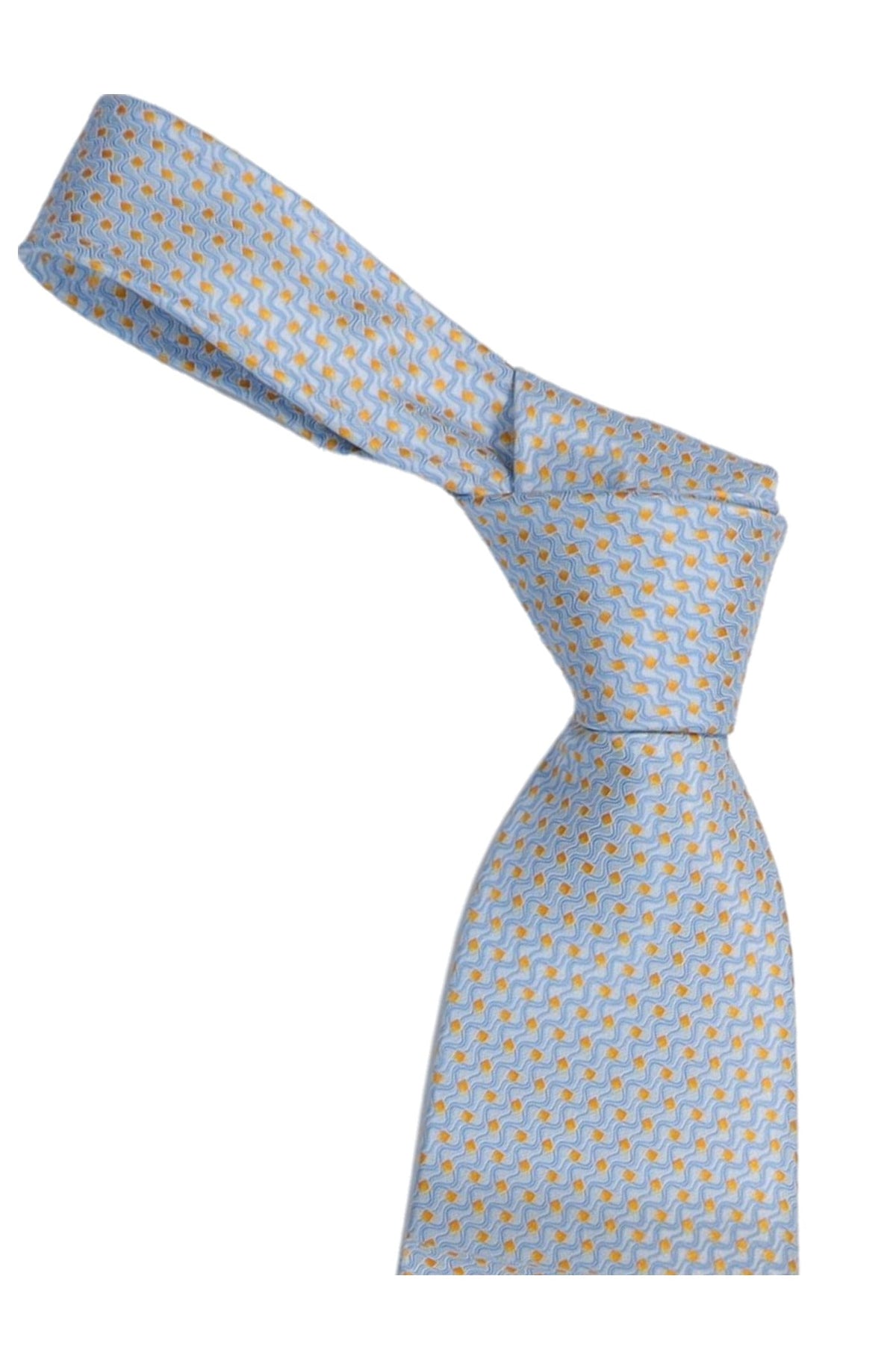 Italo Ferretti Silk Tie, Sky Blue Gold Neat