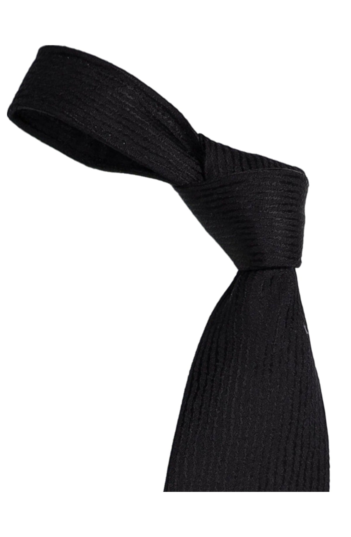 Italo Ferretti Silk Tie, Black Ribbed Solid
