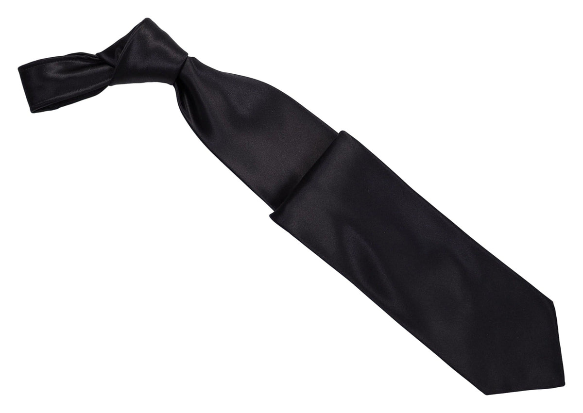 Italo Ferretti Silk Tie, Black Satin Solid