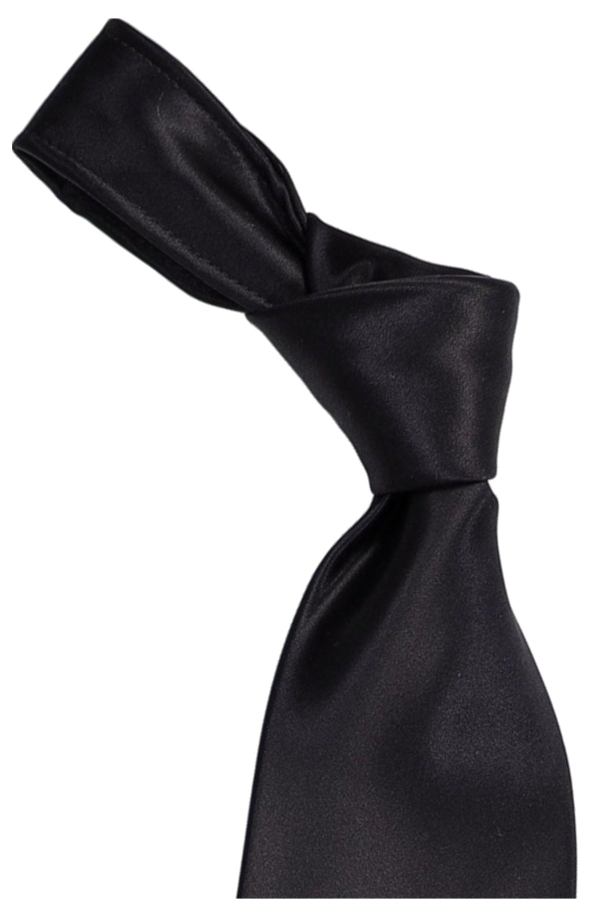 Italo Ferretti Silk Tie, Black Satin Solid