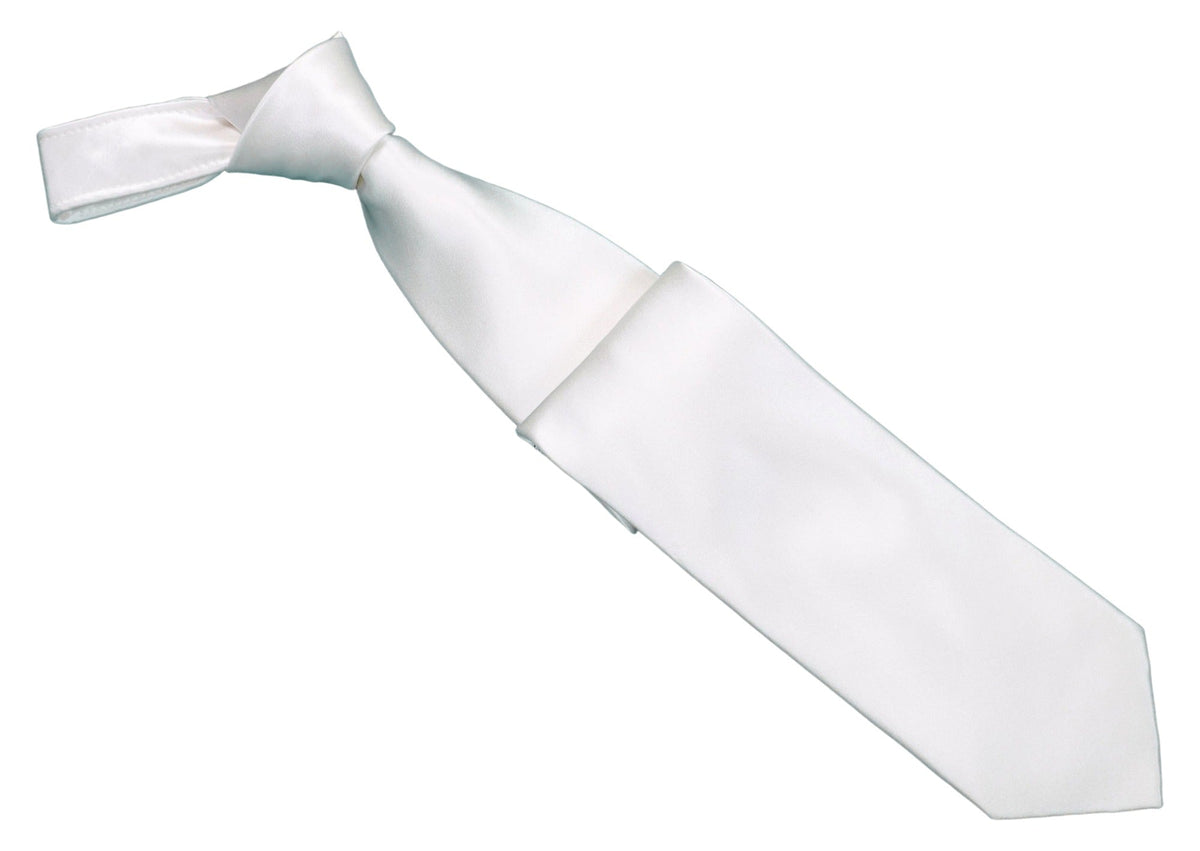 Italo Ferretti Silk Tie, White Satin Solid