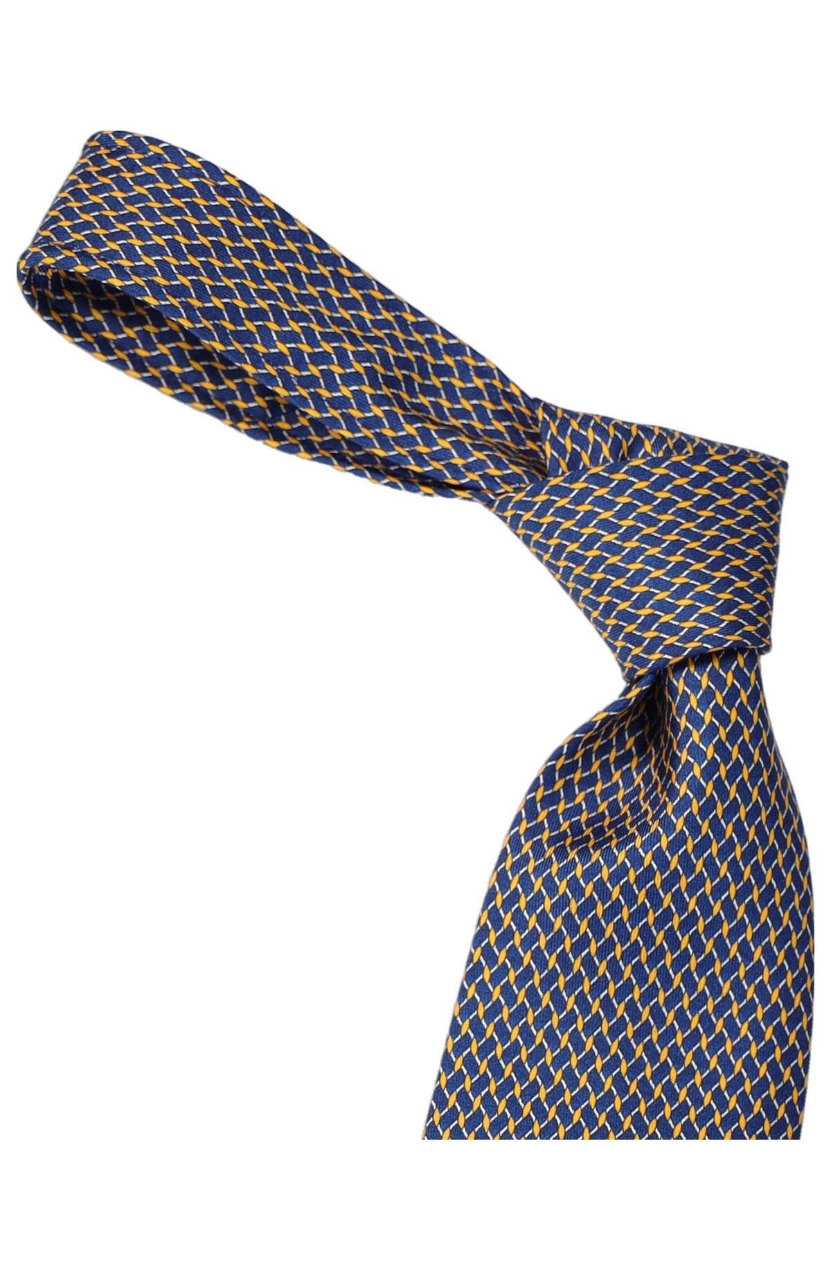 Italo Ferretti Silk Tie, Navy Gold Micro Weave