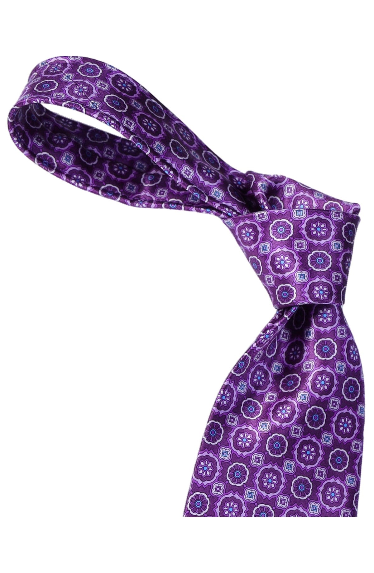 Italo Ferretti Silk Tie, Purple Medallion