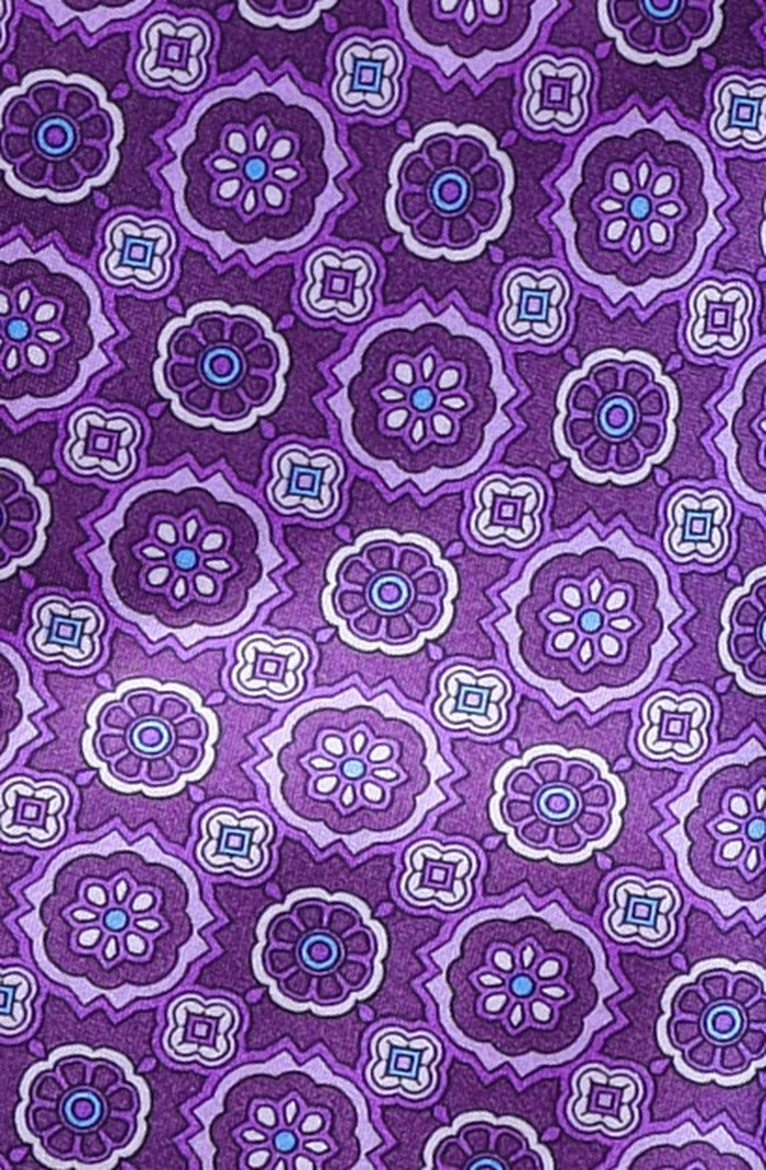 Italo Ferretti Silk Tie, Purple Medallion