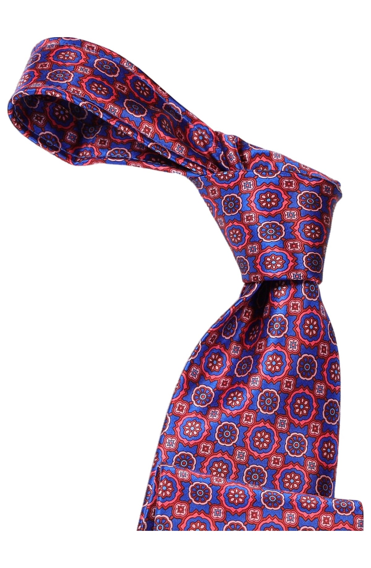 Italo Ferretti Silk Tie, Berry Blue Medallion