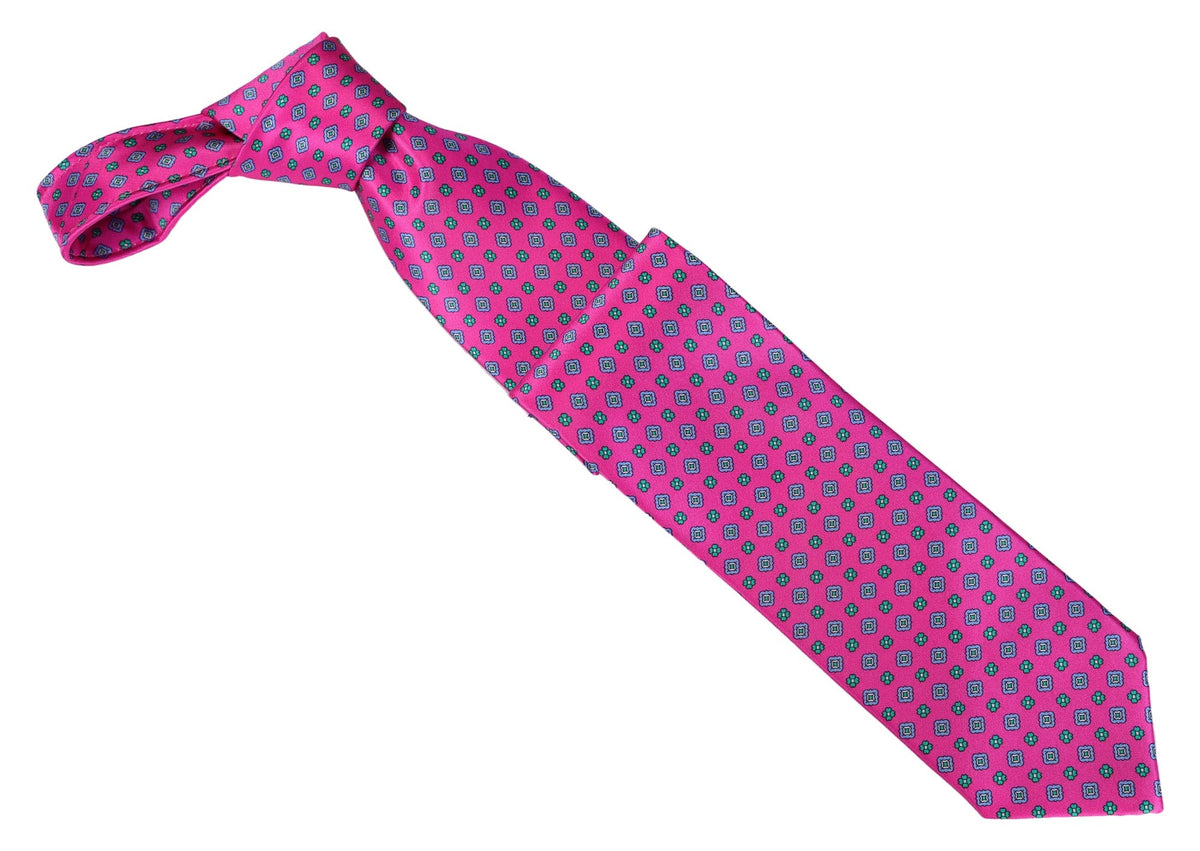 Italo Ferretti Silk Tie, Fuchsia Diamond Foulard