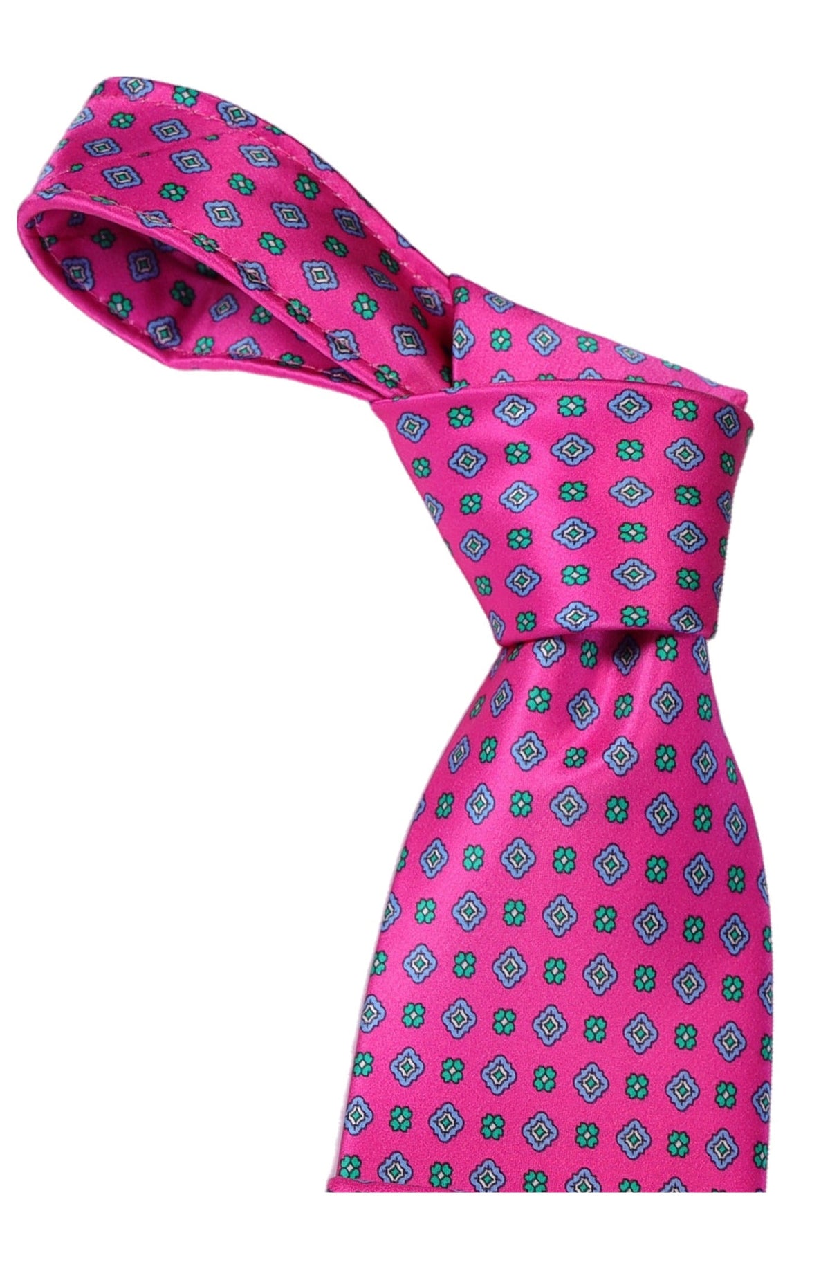 Italo Ferretti Silk Tie, Fuchsia Diamond Foulard