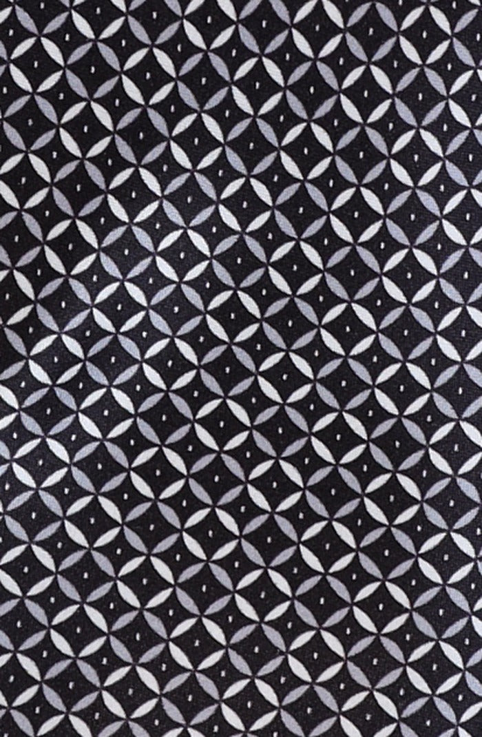 Italo Ferretti Silk Tie, Black Silver Diamond Neat