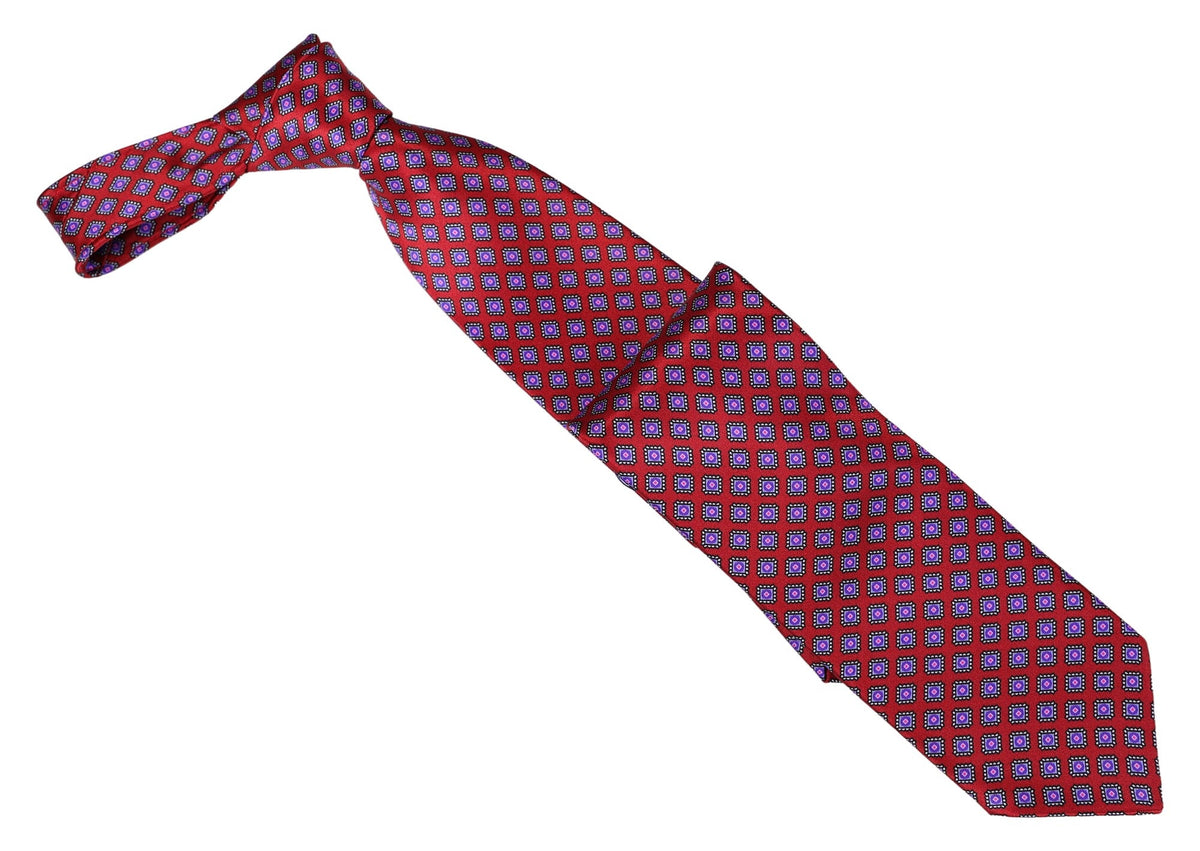 Italo Ferretti Silk Tie, Red Violet Medallion