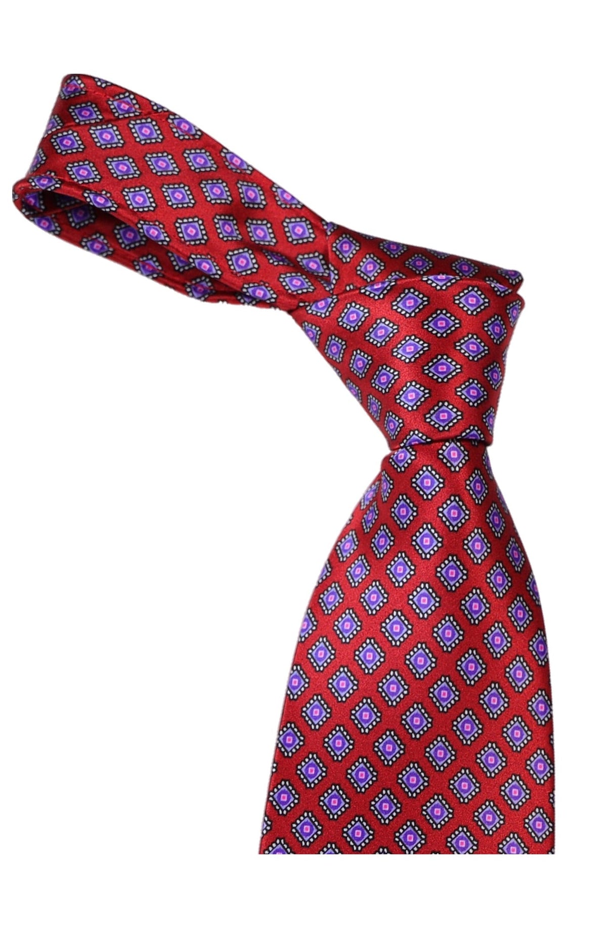 Italo Ferretti Silk Tie, Red Violet Medallion