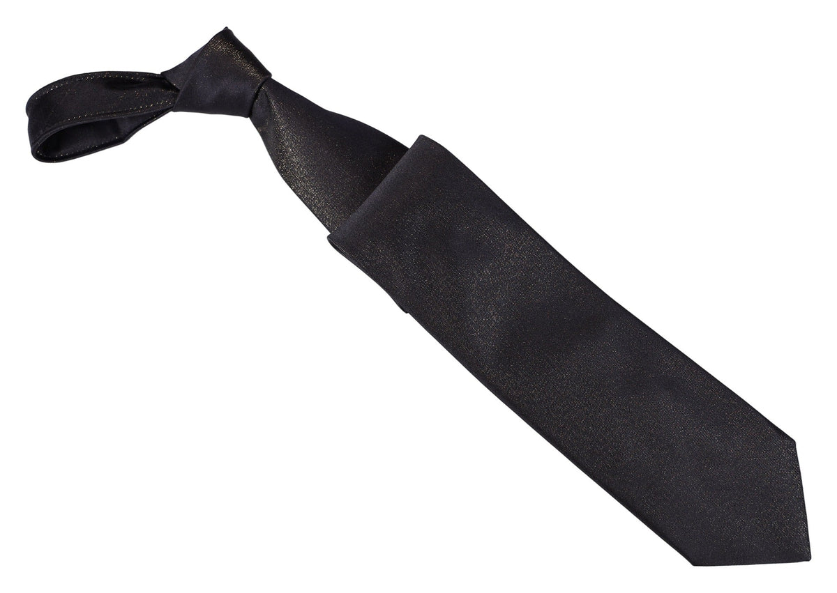 Italo Ferretti Silk Tie, Black Gold Shimmer Solid