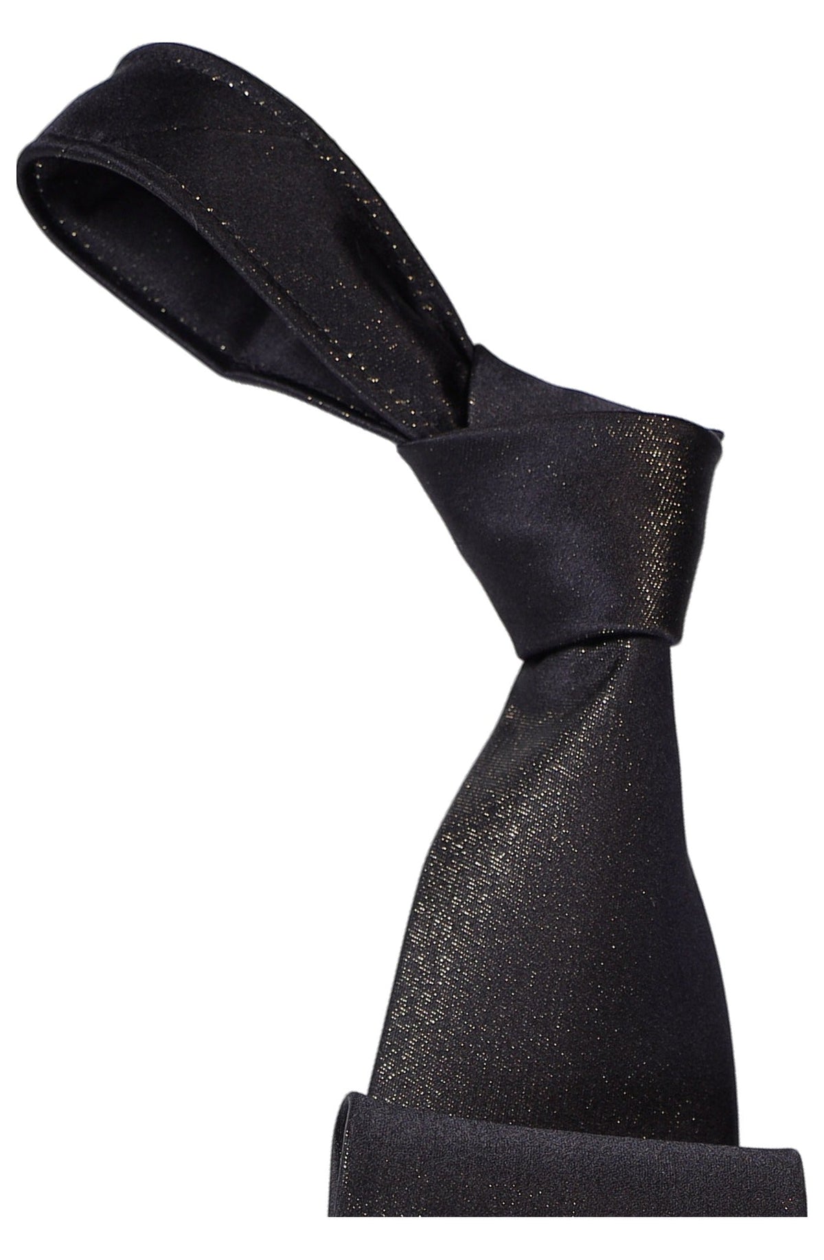 Italo Ferretti Silk Tie, Black Gold Shimmer Solid