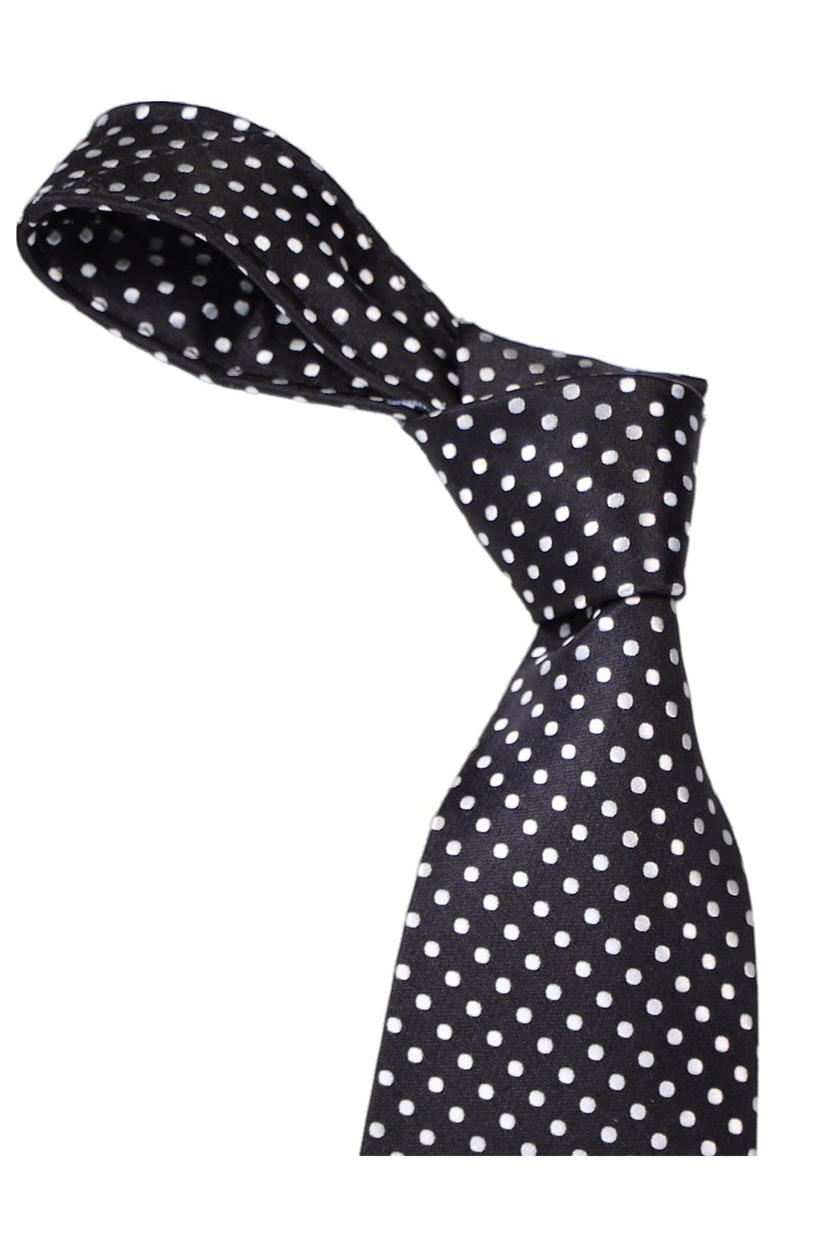 Italo Ferretti Silk Tie, Black White Polka Dot