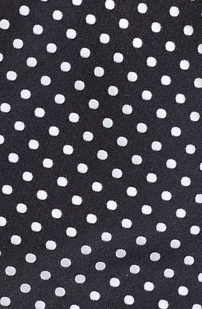 Italo Ferretti Silk Tie, Black White Polka Dot