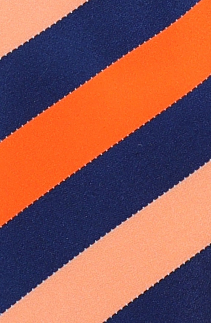Italo Ferretti Silk Tie, Navy Orange Peach Stripe