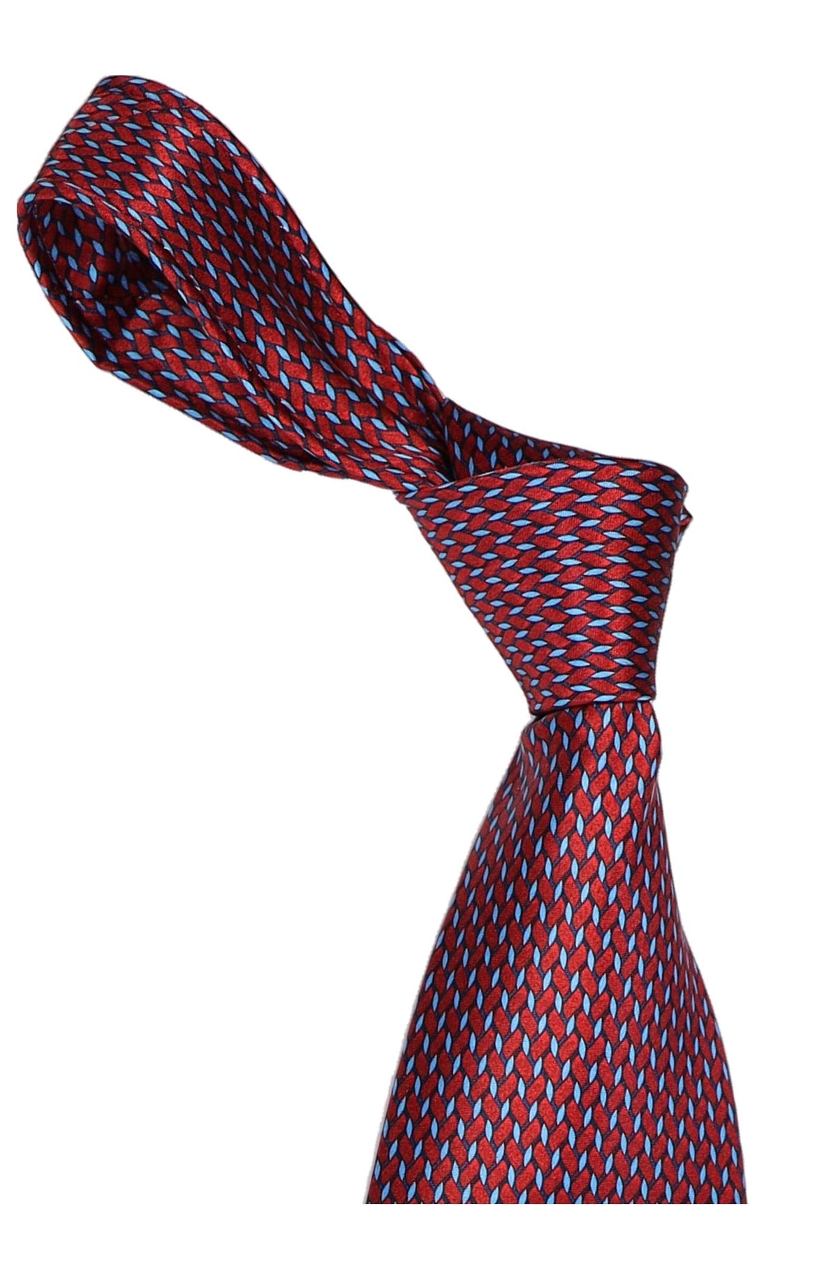 Italo Ferretti Silk Tie, Burgundy Blue Geometric Neat