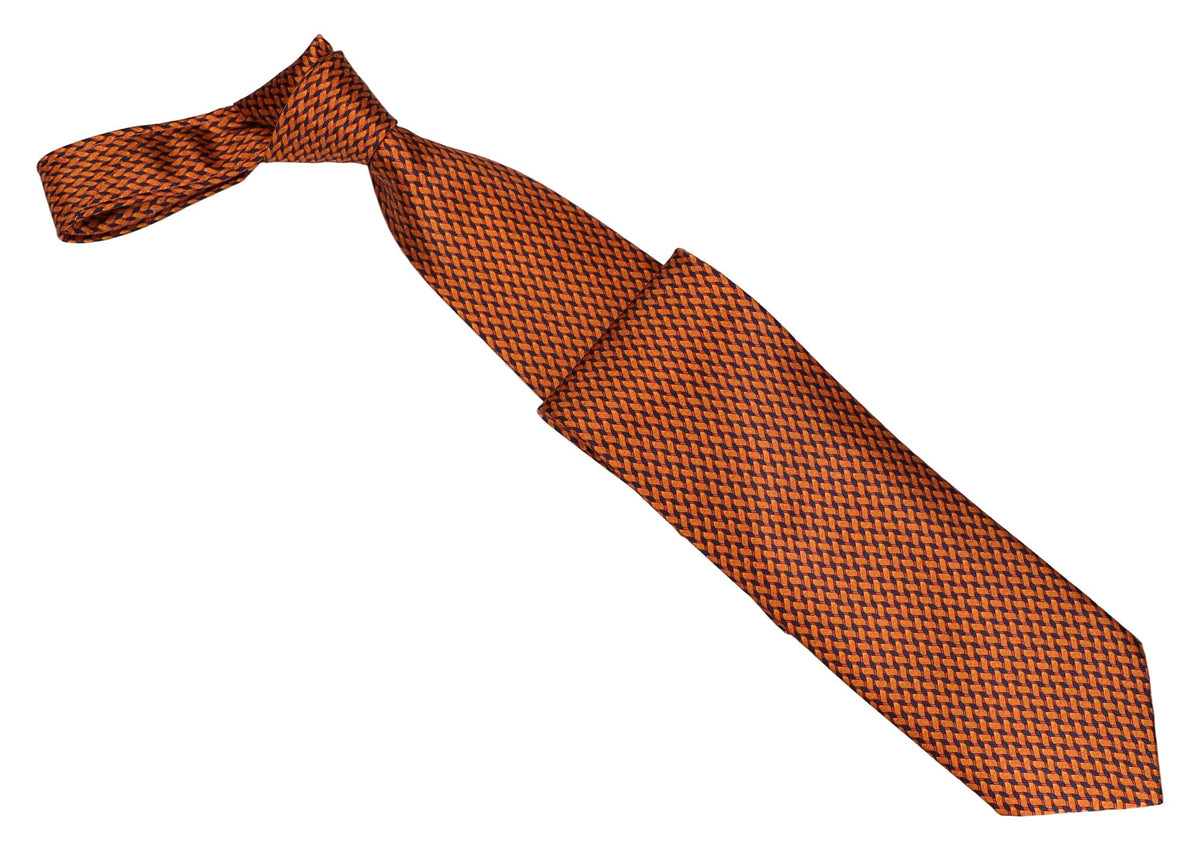 Italo Ferretti Silk Tie, Rust Orange Basketweave