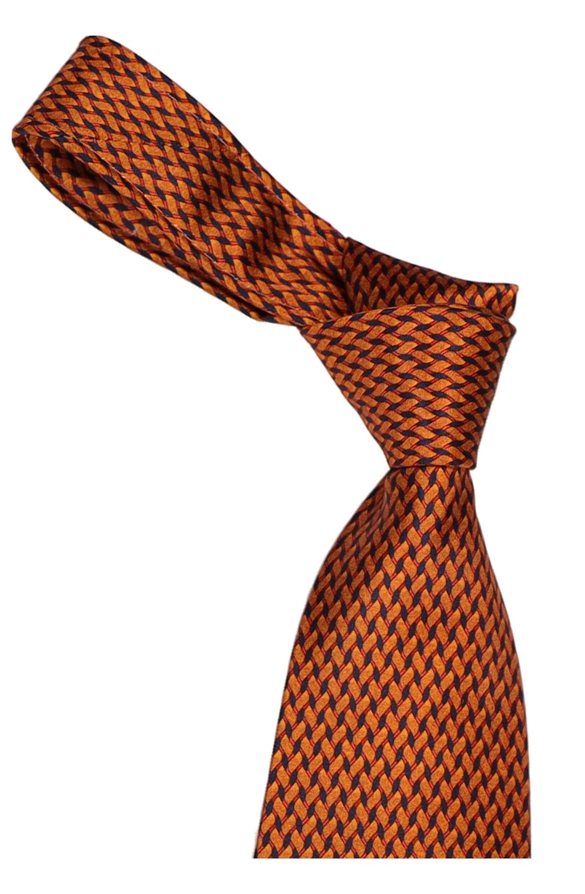 Italo Ferretti Silk Tie, Rust Orange Basketweave