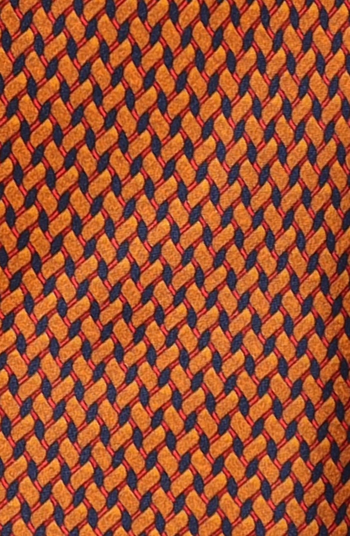 Italo Ferretti Silk Tie, Rust Orange Basketweave