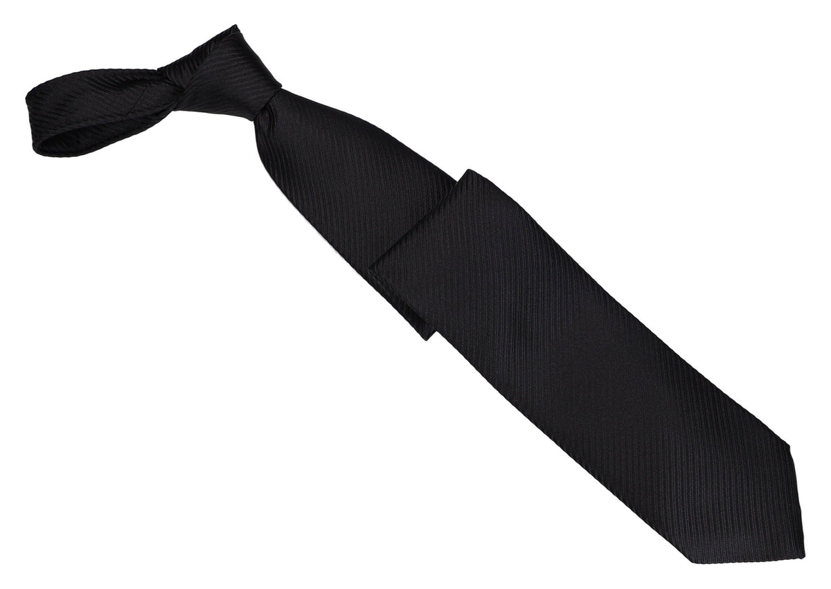 Italo Ferretti Silk Tie, Black Tonal Twill Solid