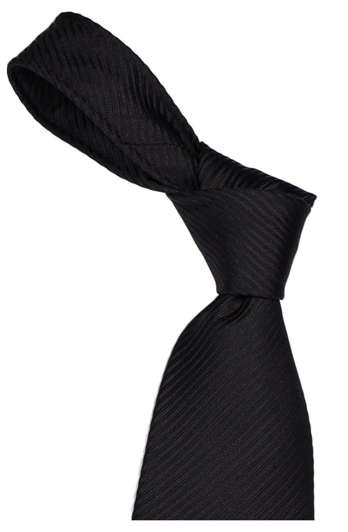 Italo Ferretti Silk Tie, Black Tonal Twill Solid
