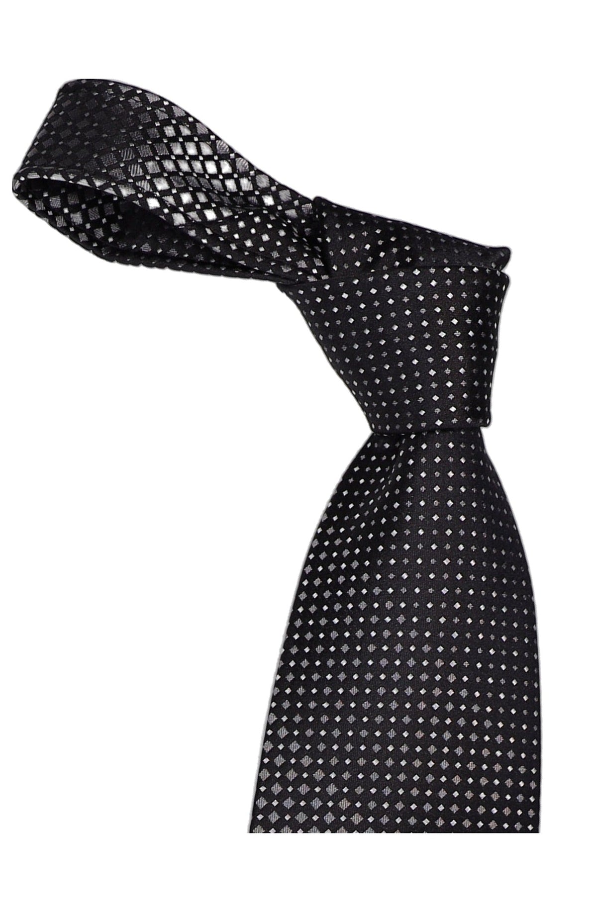 Italo Ferretti Silk Tie, Black Silver Pin Neat