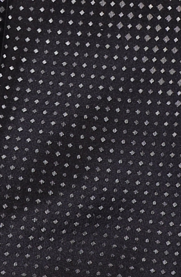 Italo Ferretti Silk Tie, Black Silver Pin Neat