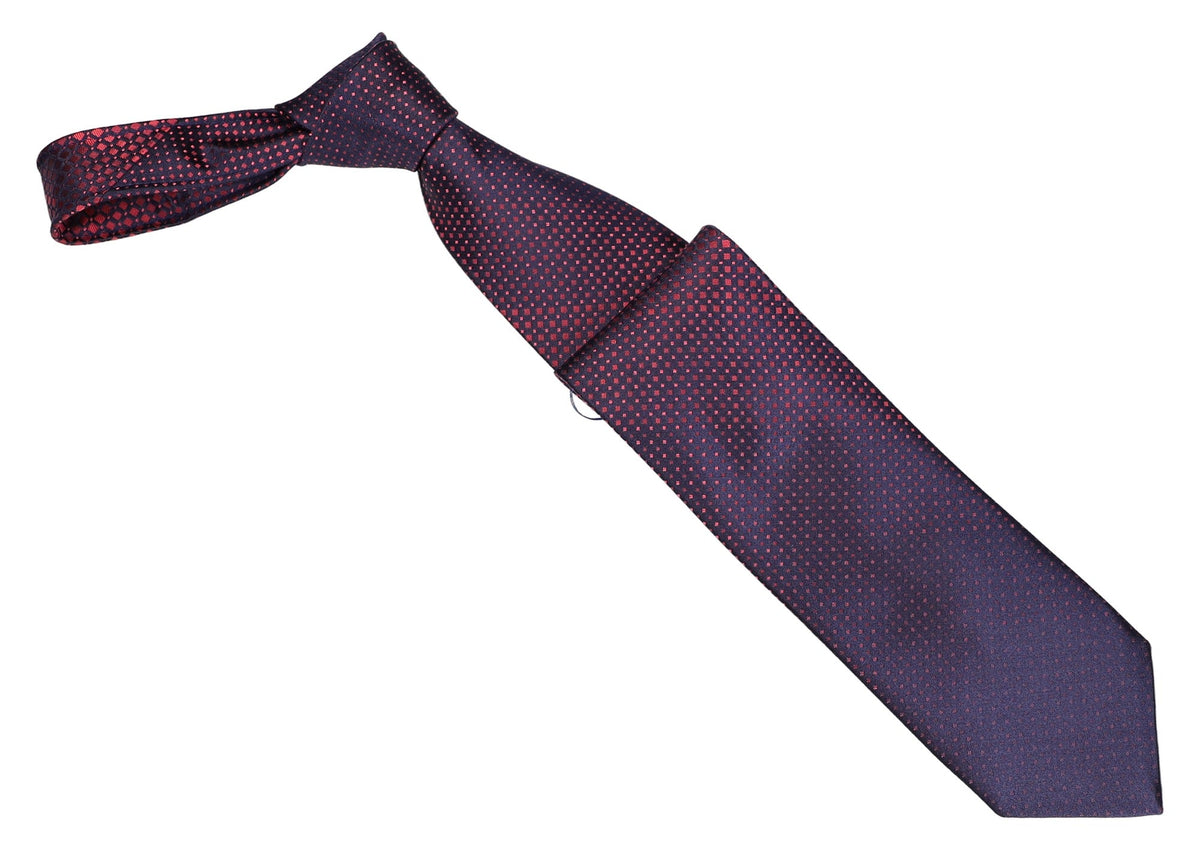 Italo Ferretti Silk Tie, Navy Red Pin Dot