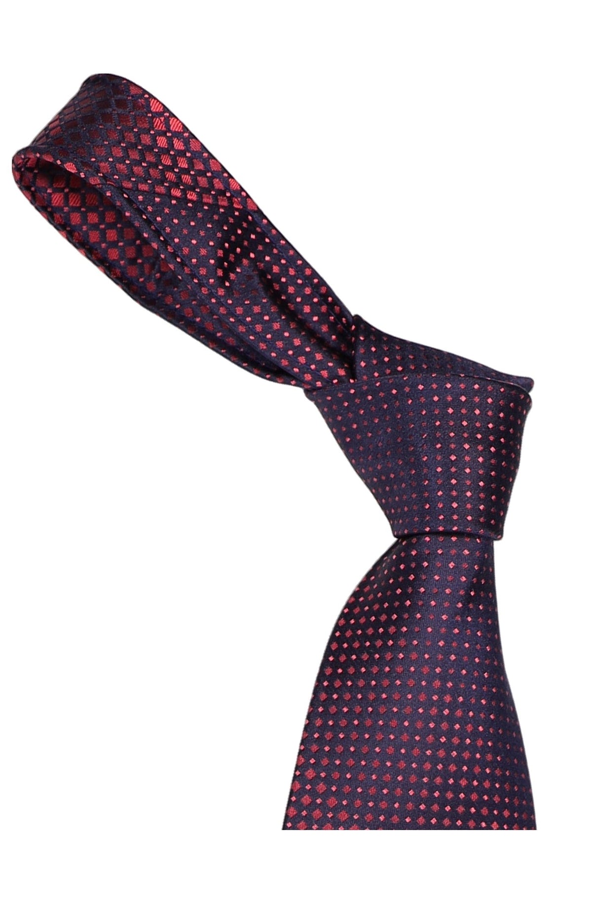 Italo Ferretti Silk Tie, Navy Red Pin Dot