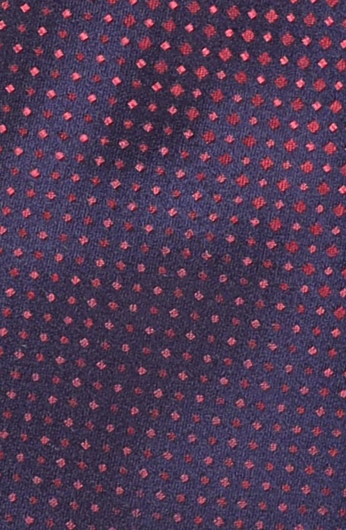 Italo Ferretti Silk Tie, Navy Red Pin Dot
