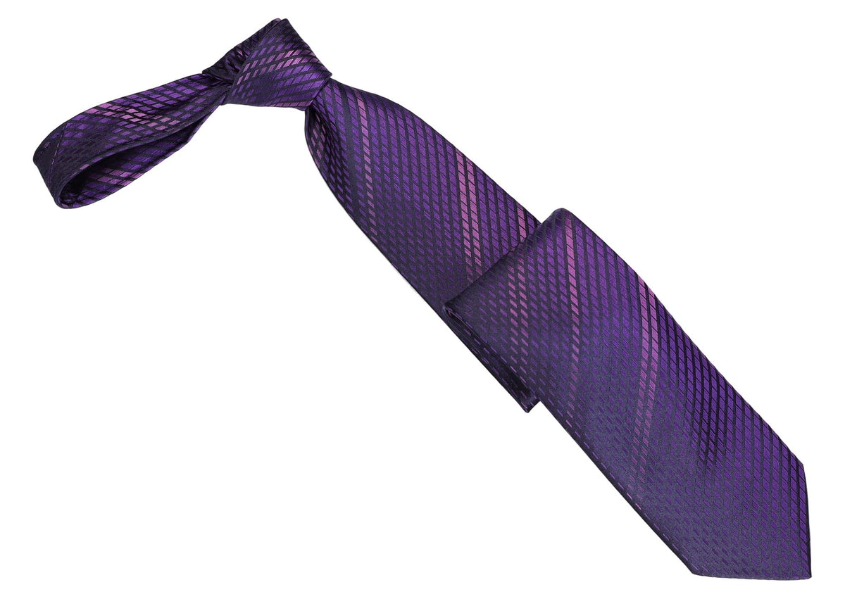 Italo Ferretti Silk Tie, Purple Tonal Diagonal Stripe