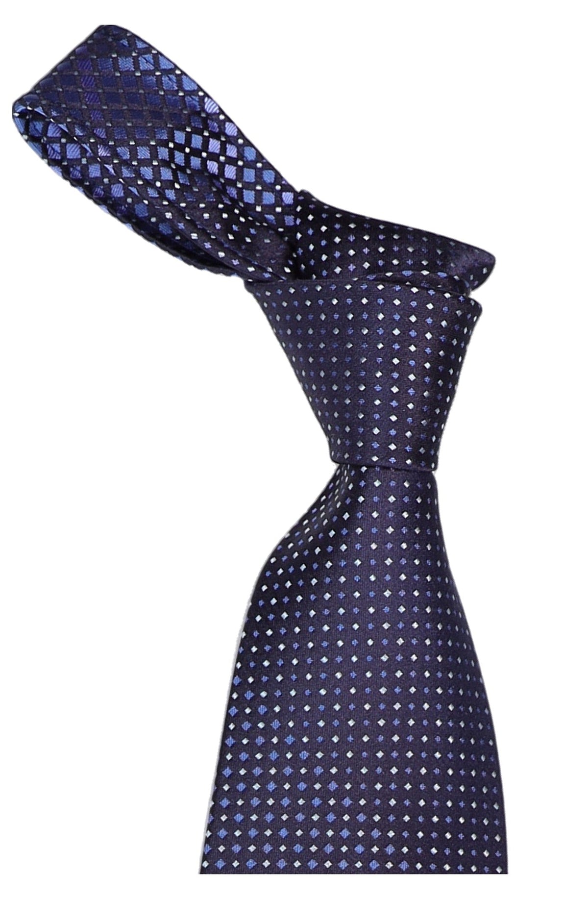Italo Ferretti Silk Tie, Navy Blue Diamond Neat