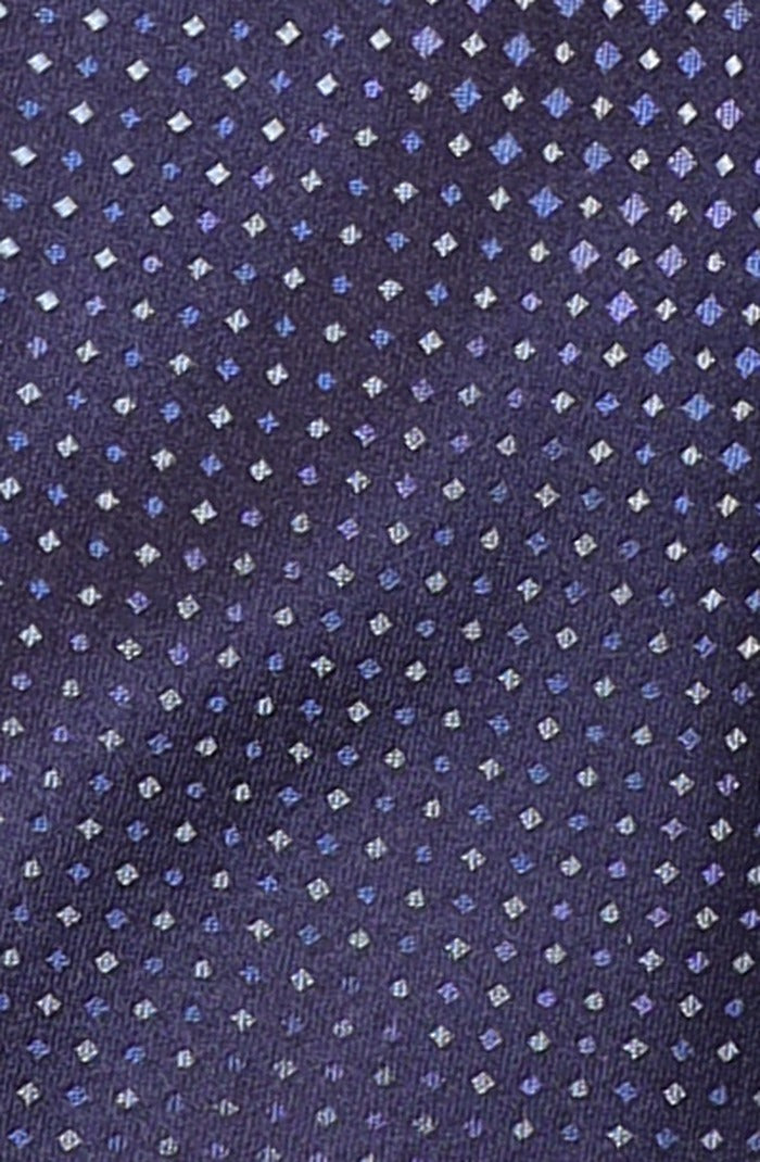 Italo Ferretti Silk Tie, Navy Blue Diamond Neat