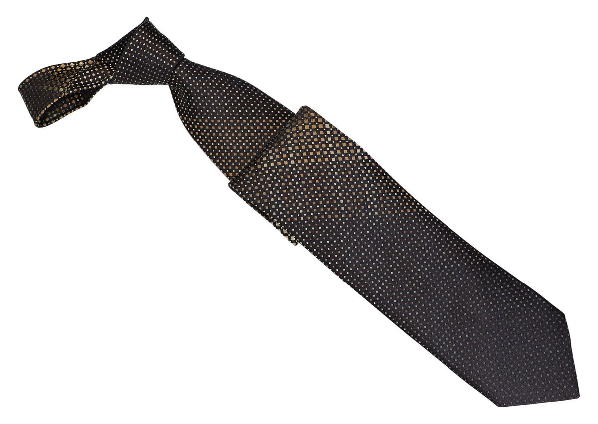 Italo Ferretti Silk Tie, Black Gold Diamond Neat