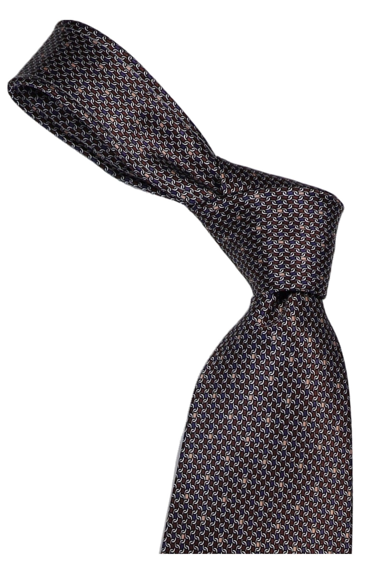 Italo Ferretti - Silk Tie - Mens Tie - Mondo Uomo - Taupe Navy Micro Neat - T5-14 - Knot
