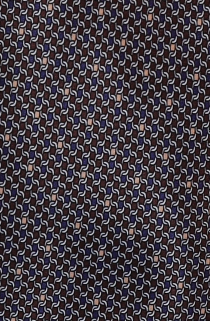 Italo Ferretti - Silk Tie - Mens Tie - Mondo Uomo - Taupe Navy Micro Neat - T5-14 - Silk Detail
