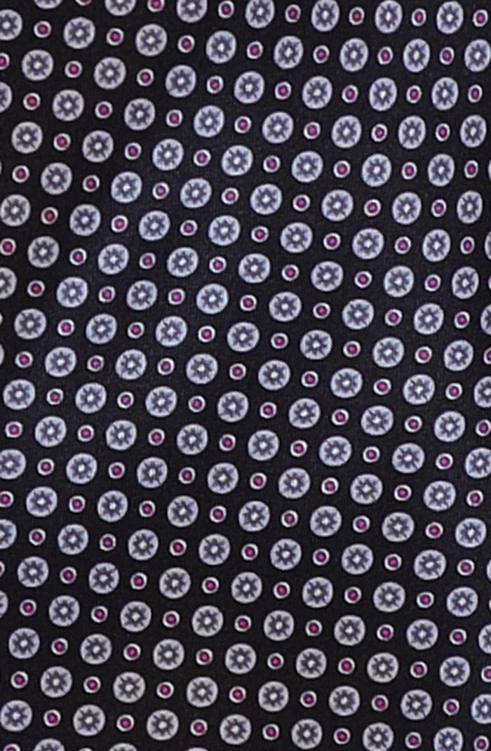 Italo Ferretti Silk Tie, Navy Lavender Medallion Neat