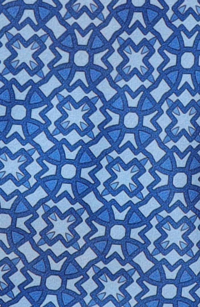 Italo Ferretti Silk Tie, Sky Blue Star Geometric