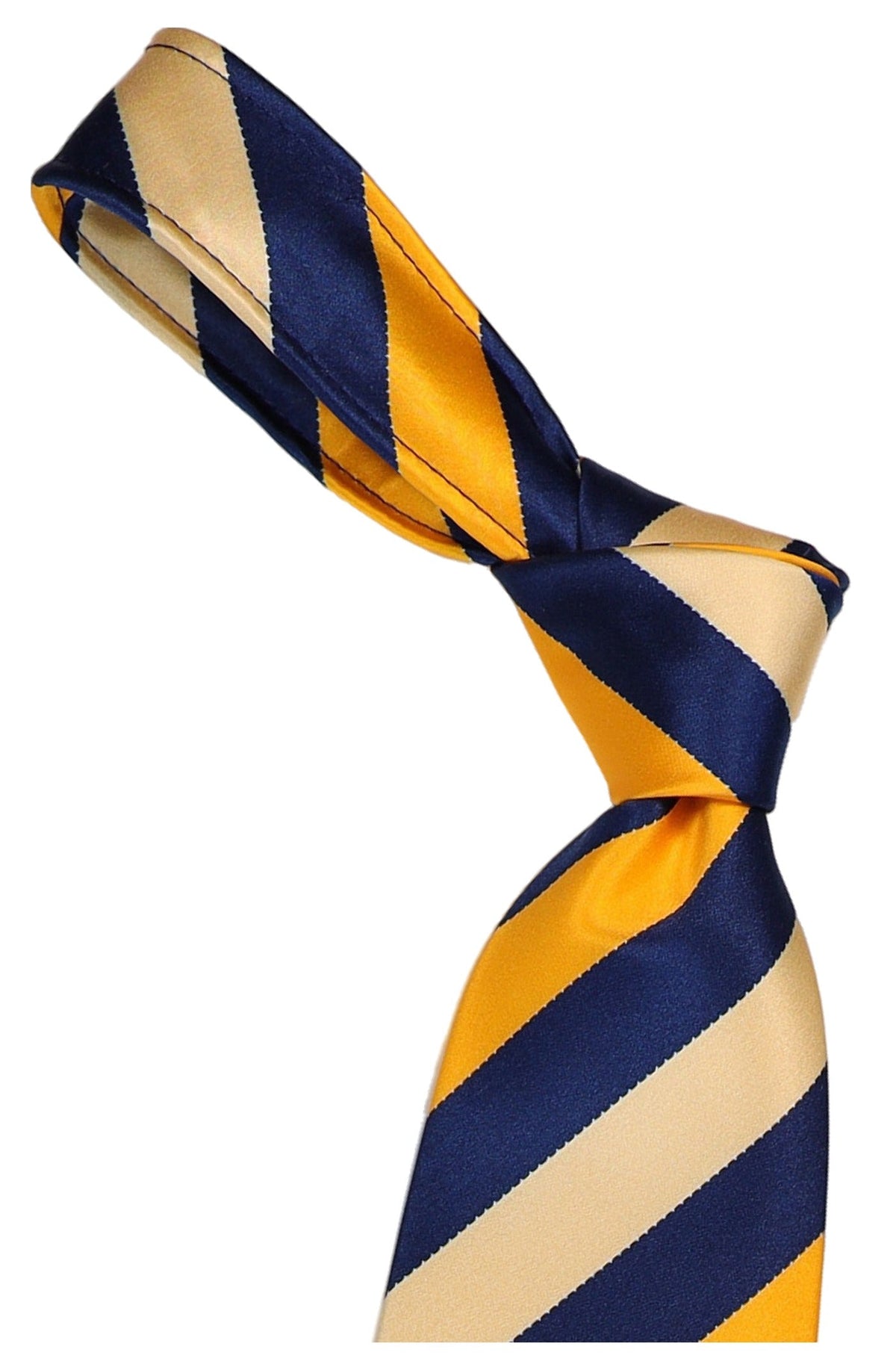 Italo Ferretti Silk Tie, Navy Gold Cream Stripe