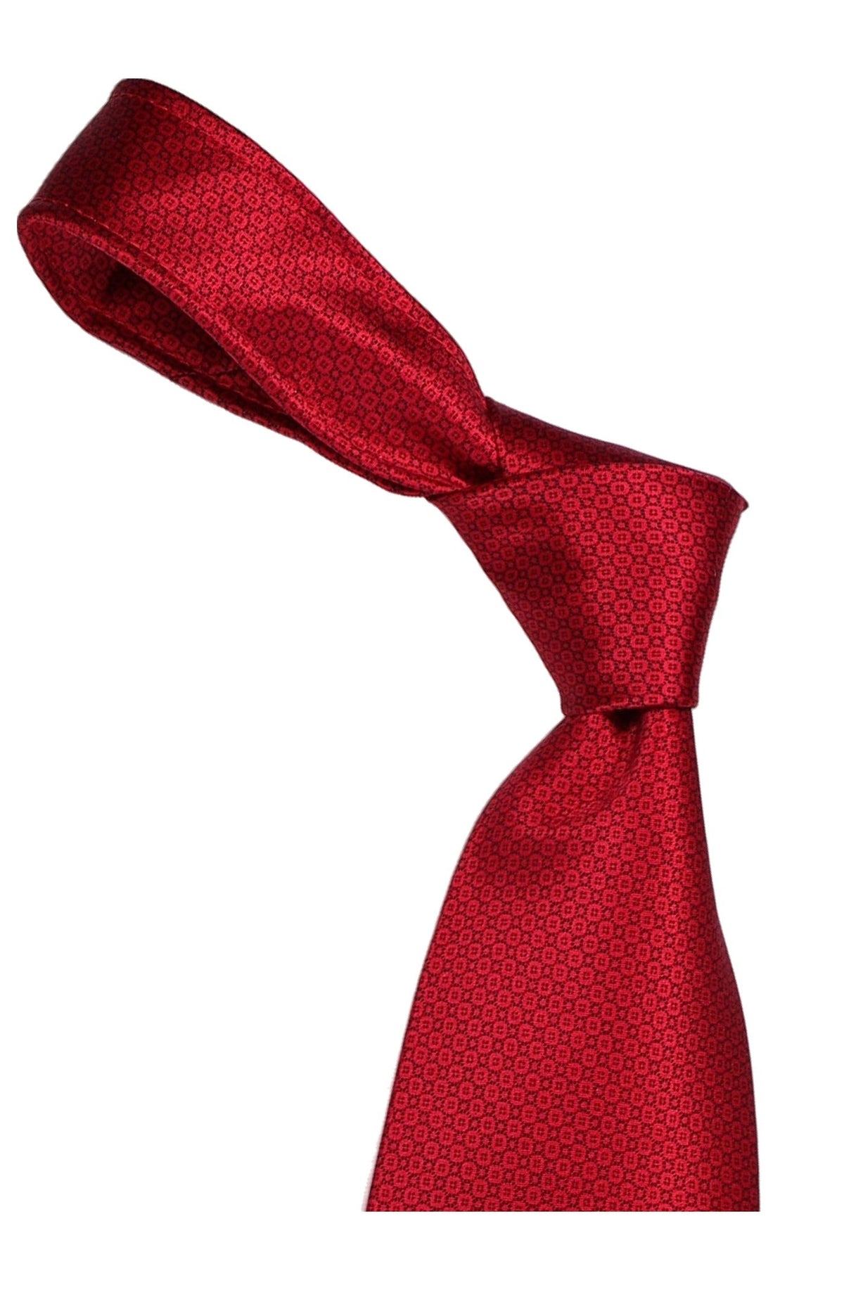 Italo Ferretti Silk Tie, Red Tonal Geometric Neat