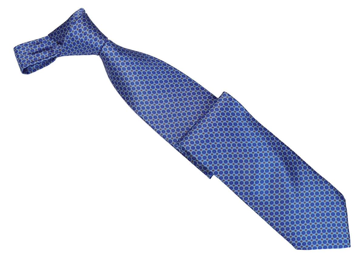 Italo Ferretti Silk Tie, Royal Blue Medallion Neat