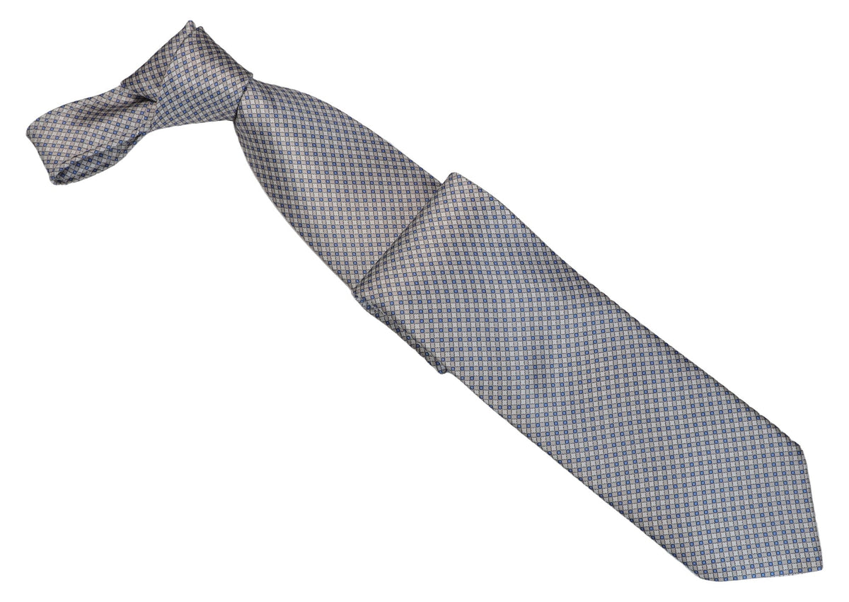 Italo Ferretti Silk Tie, Silver Blue Diamond Neat