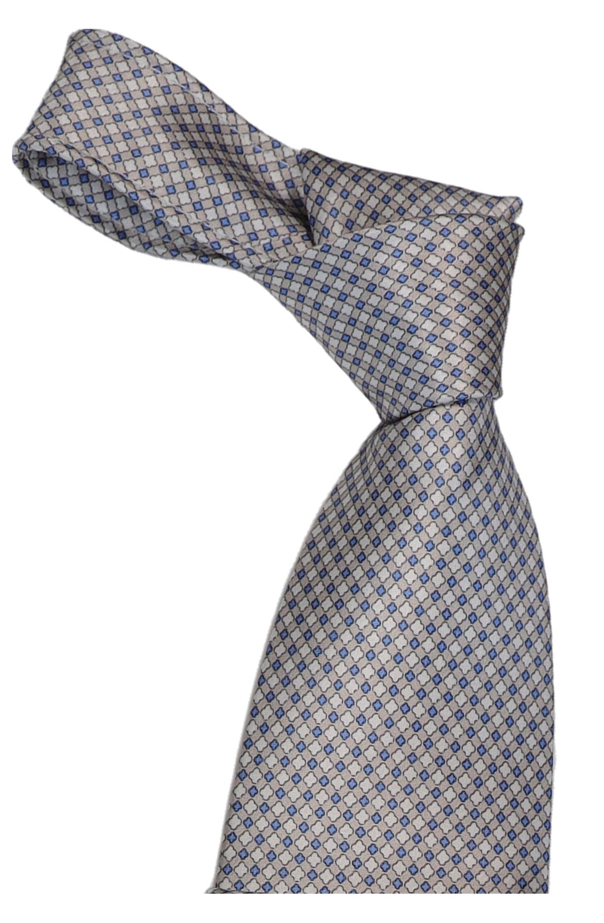 Italo Ferretti Silk Tie, Silver Blue Diamond Neat