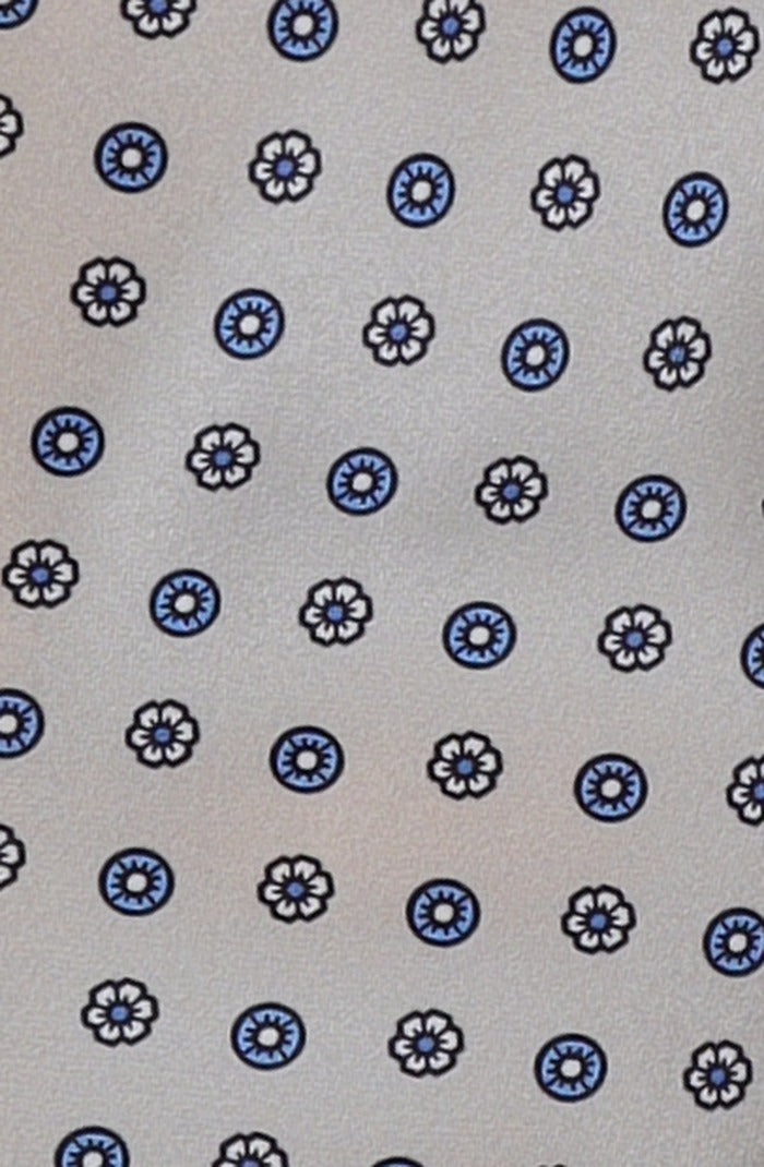 Italo Ferretti Silk Tie, Taupe Navy Medallion