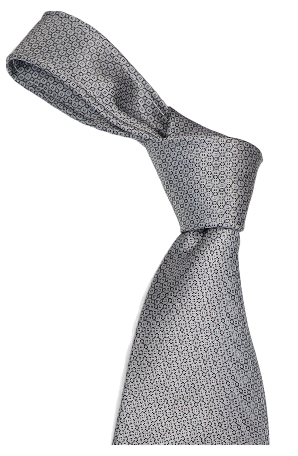 Italo Ferretti Silk Tie, Silver Micro Neat
