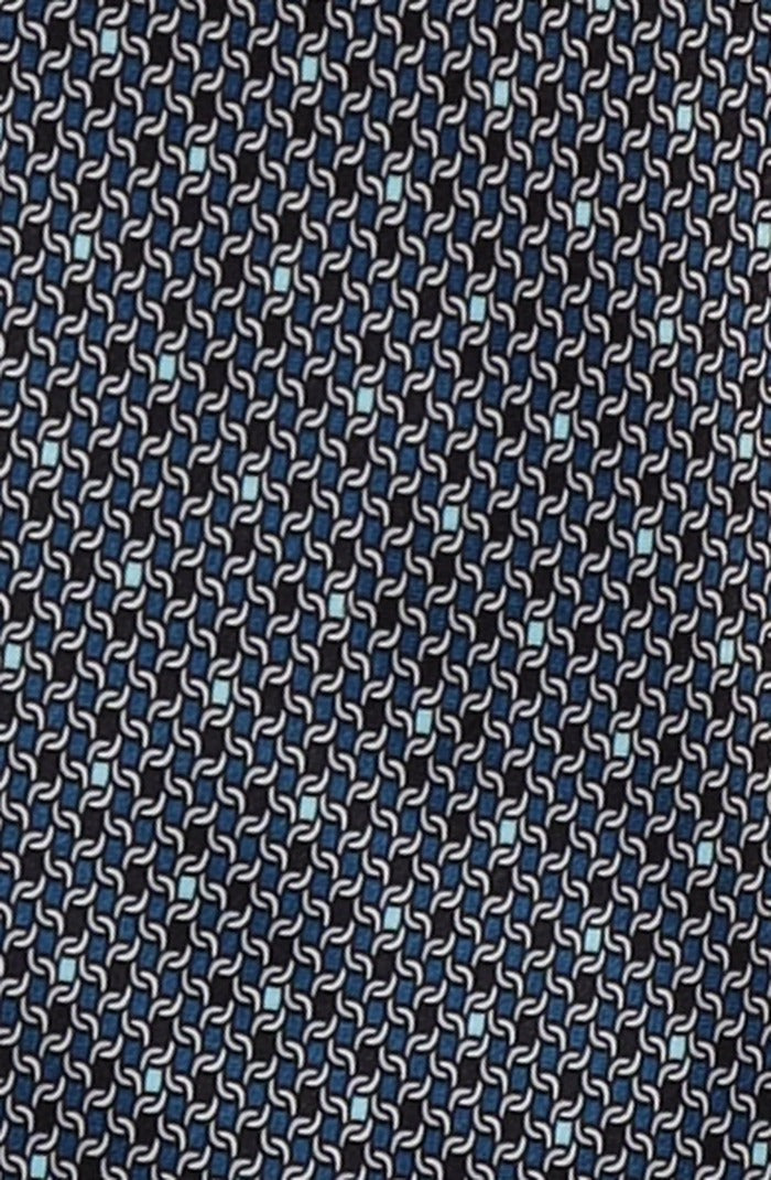 Italo Ferretti Silk Tie, Charcoal Blue Micro Neat