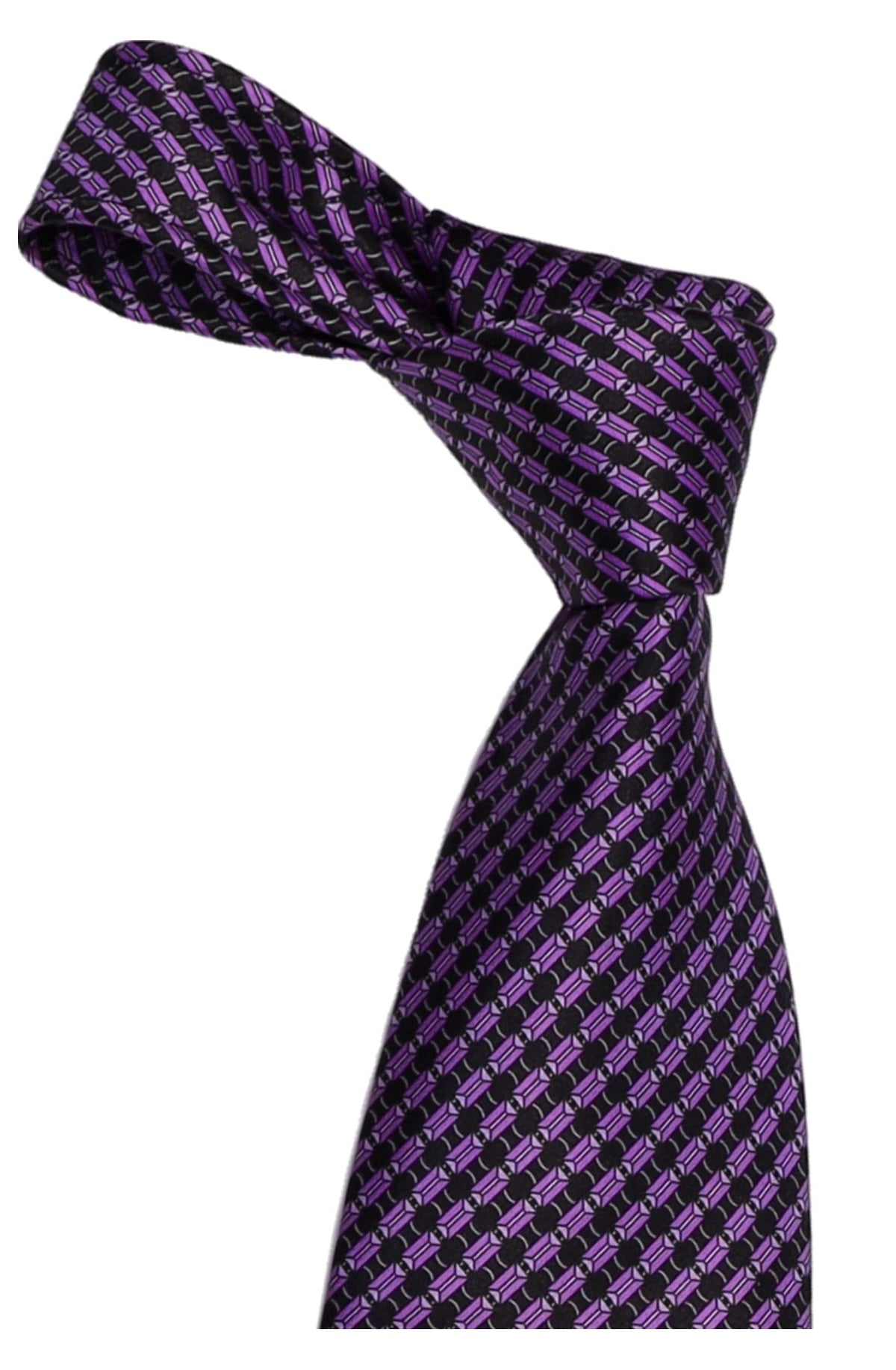 Italo Ferretti Silk Tie, Purple Black Geometric