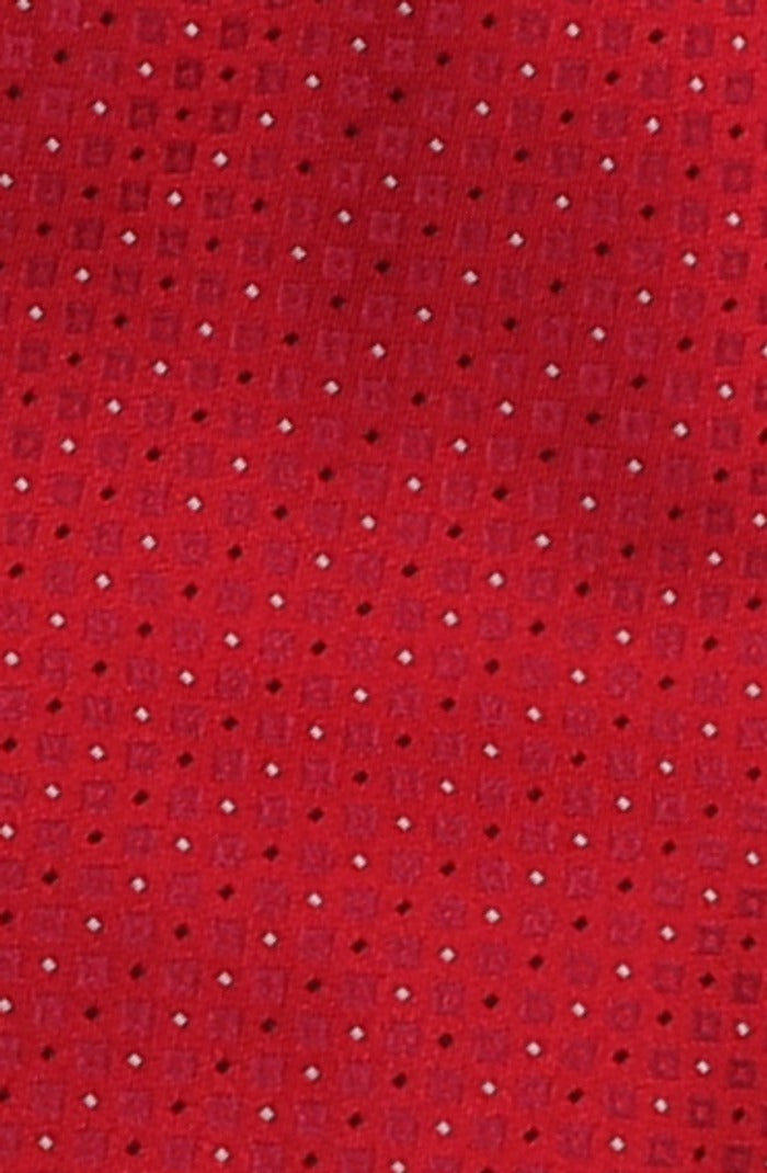 Italo Ferretti - Silk Tie - Mens Tie - Mondo Uomo - Red Micro Neat - T7-04 - Silk Detail