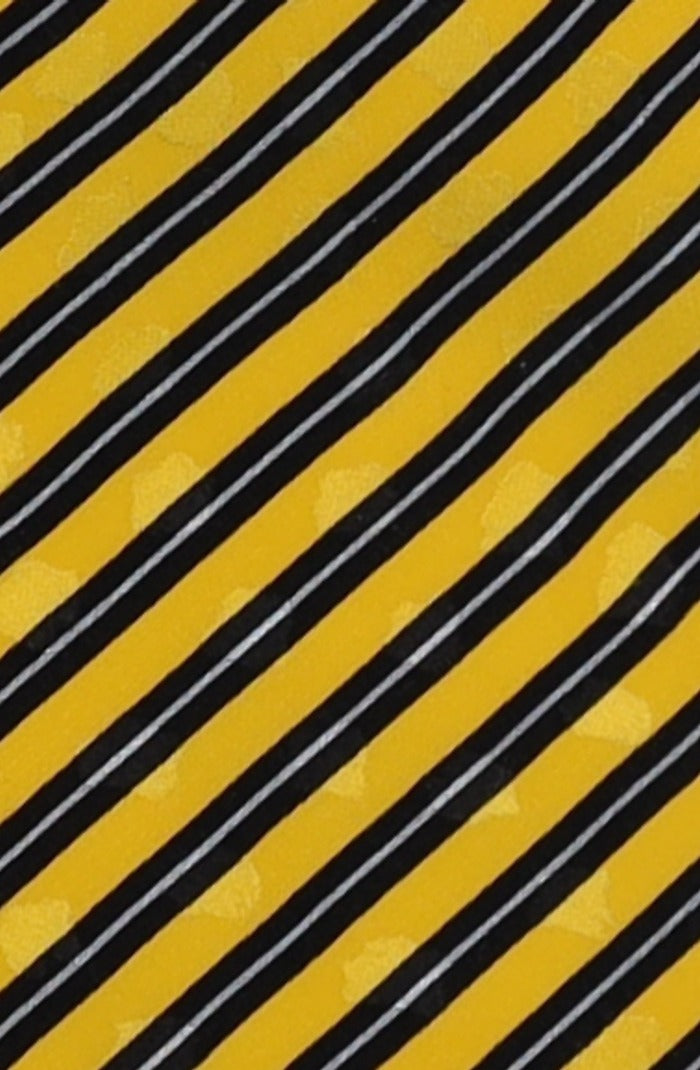 Italo Ferretti Silk Tie, Gold Black Repp Stripe